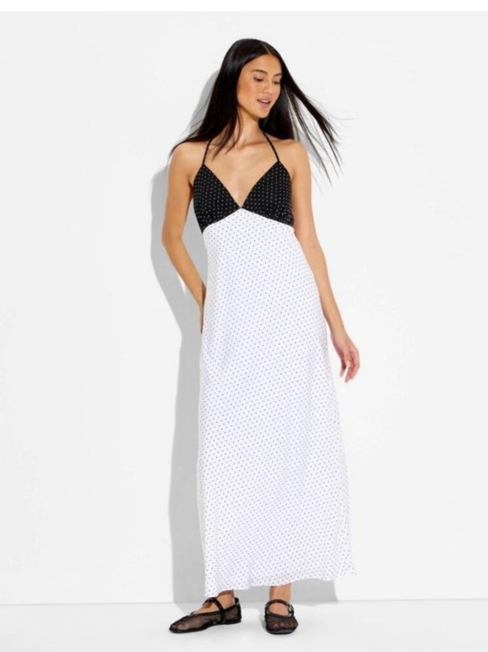 wild fable Black and White Polka Dot Maxi Dress